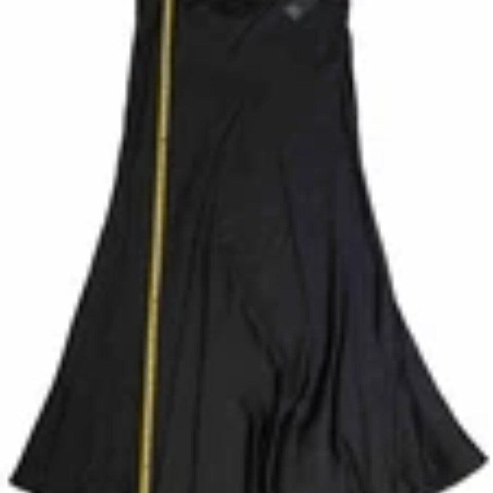 MAXI SKIRT Satin Black with Elastic Waistband Flared WILD FABLE Womens Medium - Picture 5 of 12